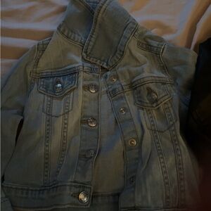 Classic Blue Jean Jacket with Distressed Finish